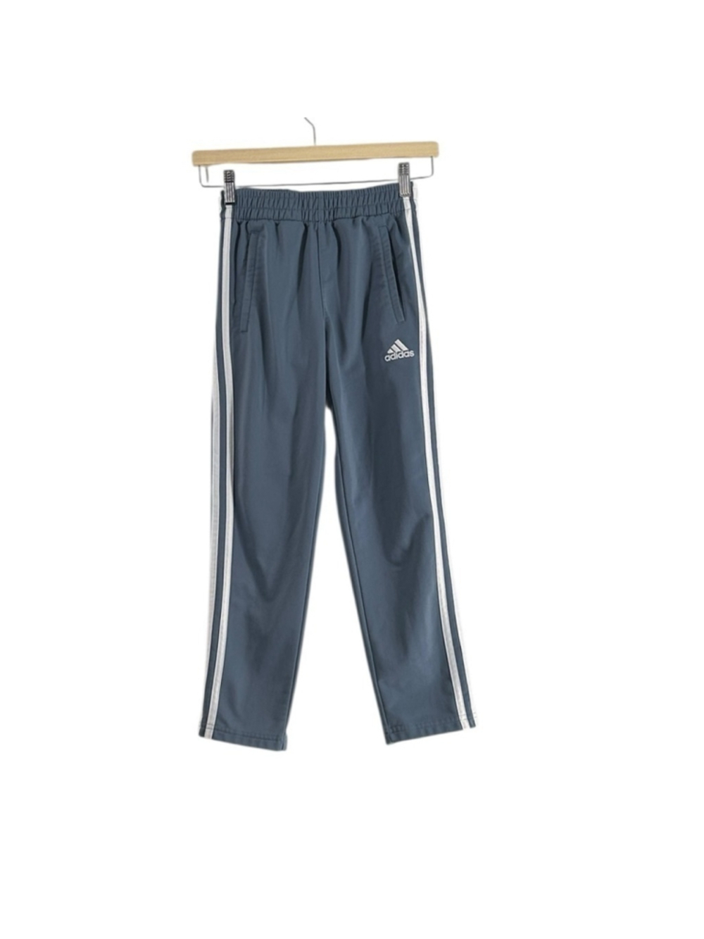 Adidas tear aways Kids Gray blue Joggers basketball pants active wear y2k sz sm